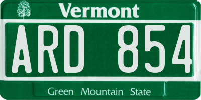 VT license plate ARD854