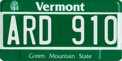 VT license plate ARD910