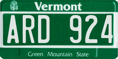 VT license plate ARD924