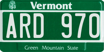 VT license plate ARD970