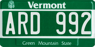 VT license plate ARD992