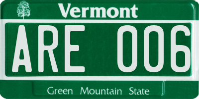 VT license plate ARE006