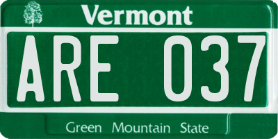 VT license plate ARE037