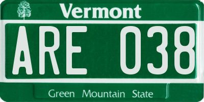 VT license plate ARE038