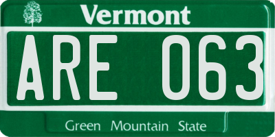 VT license plate ARE063