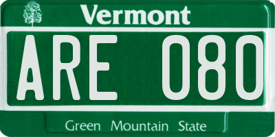 VT license plate ARE080