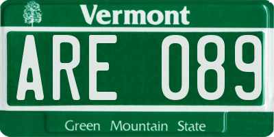 VT license plate ARE089