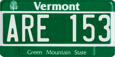 VT license plate ARE153