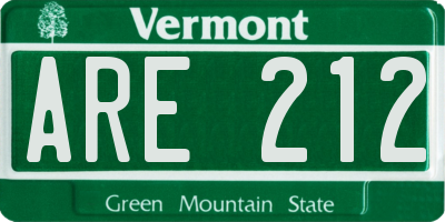 VT license plate ARE212