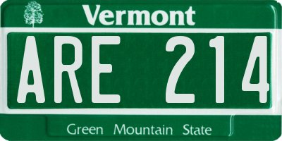 VT license plate ARE214