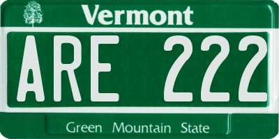 VT license plate ARE222
