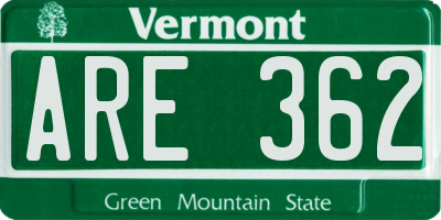 VT license plate ARE362