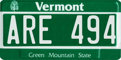 VT license plate ARE494