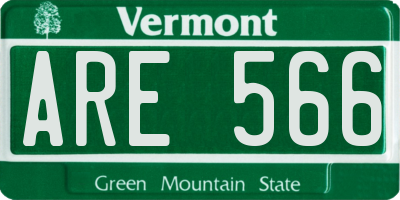 VT license plate ARE566