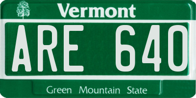 VT license plate ARE640