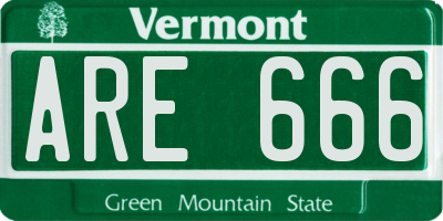 VT license plate ARE666