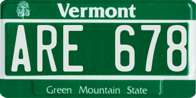 VT license plate ARE678