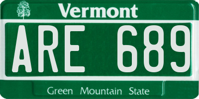 VT license plate ARE689