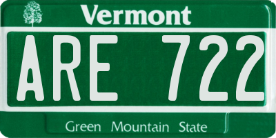 VT license plate ARE722