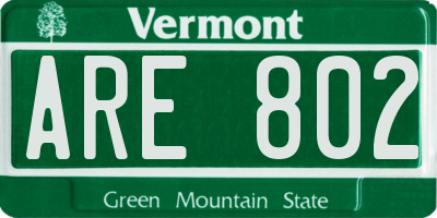 VT license plate ARE802
