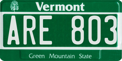 VT license plate ARE803