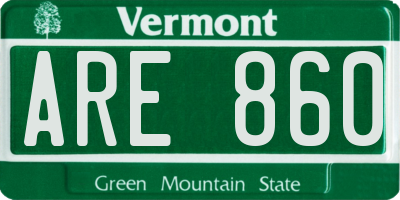 VT license plate ARE860
