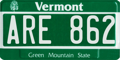 VT license plate ARE862
