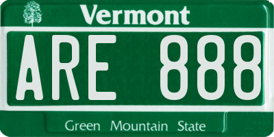 VT license plate ARE888