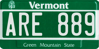 VT license plate ARE889