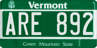 VT license plate ARE892