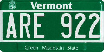 VT license plate ARE922