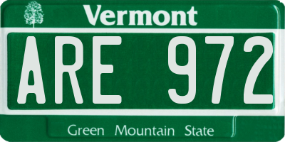 VT license plate ARE972