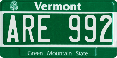 VT license plate ARE992