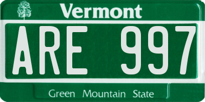 VT license plate ARE997