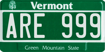VT license plate ARE999