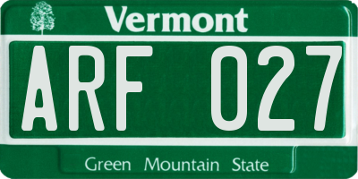 VT license plate ARF027