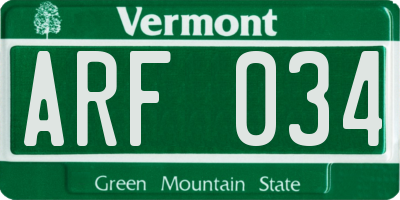 VT license plate ARF034