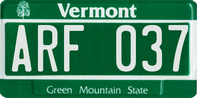 VT license plate ARF037
