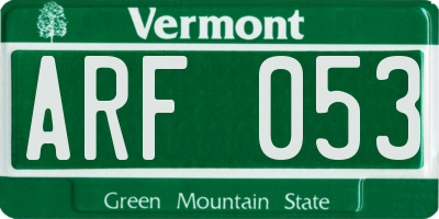 VT license plate ARF053