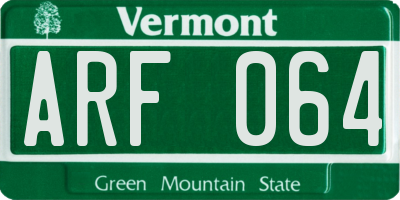 VT license plate ARF064