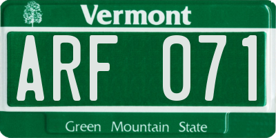 VT license plate ARF071