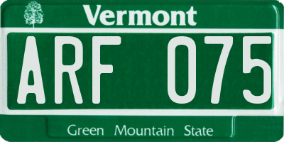 VT license plate ARF075