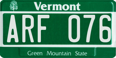 VT license plate ARF076