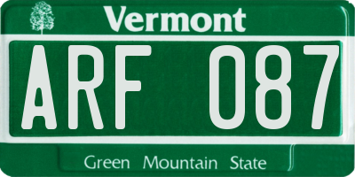 VT license plate ARF087