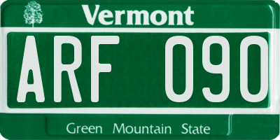 VT license plate ARF090