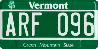 VT license plate ARF096