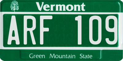 VT license plate ARF109