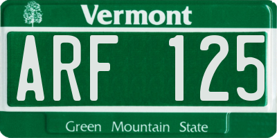 VT license plate ARF125