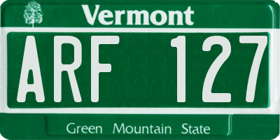 VT license plate ARF127