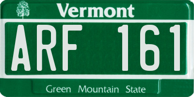 VT license plate ARF161